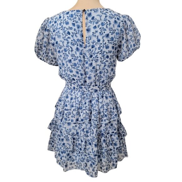 Xtraordinary Size S Blue Ditzy Floral Pattern Tiered Mini Dress, EUC - Picture 4 of 12
